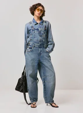 Jardineira Jeans Barrel Utility