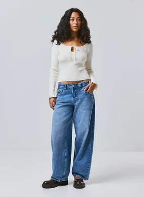 Calça Barrel Cintura Baixa Jeans Circular