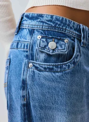 Calça Barrel Cintura Baixa Jeans Circular